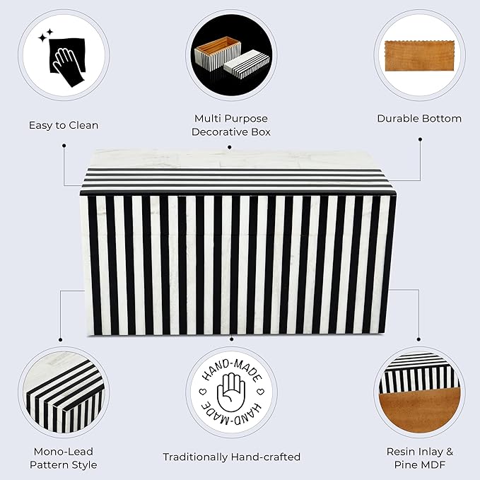 Handicrafts Home Handmade Mono Collection Decorative Jewelry Box Organizer – Keepsakes, Trinkets, and Home Decor – Antique Coffee Table Storage, Wedding Memory Box, Farmhouse Style Decor Lead, 10x5x5