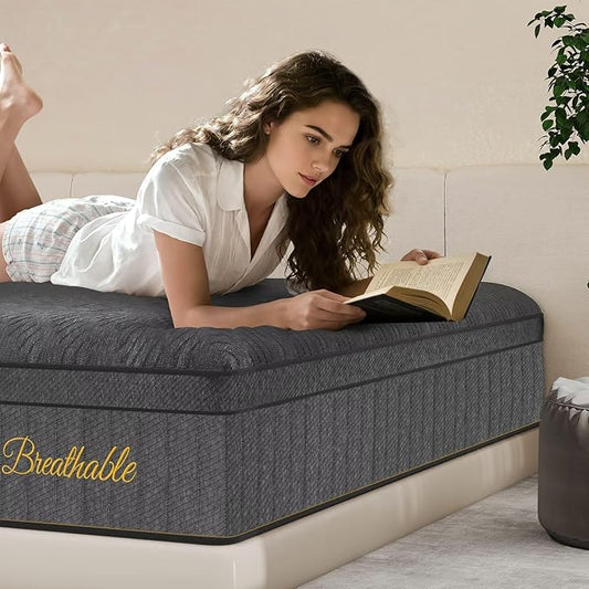 Twin Size Mattress in a Box, 12 Inch Medium Firm Hybrid with Lumbar-Zoned Foam, Pocket Springs for Edge Support and Motion Isolation