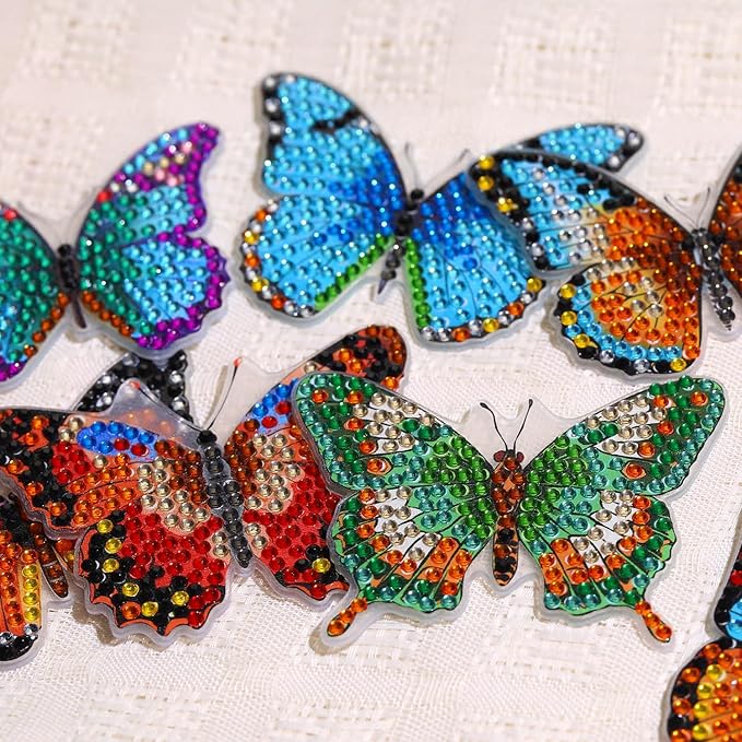 Yanfairy 8 Pcs Butterfly Diamond Painting Kits, Diamond Art Kits for Garden Decor, Butterfly Stakes Diamond Art Kits for Adults, Crafts for Adults