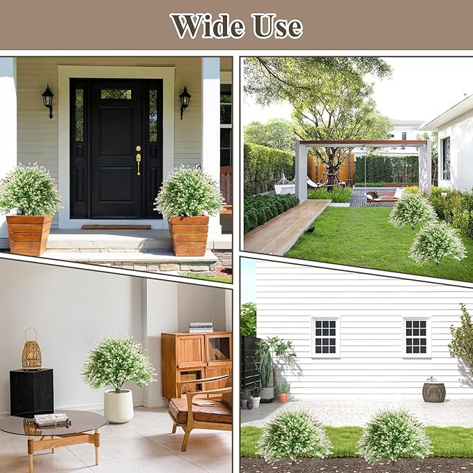 Artificial Campanula with White Bellflower Garden Accents, Set of 2, 22 Inches with Metal Stands, Faux Ornamental Grass Decor for Outdoor Lawn & Patio