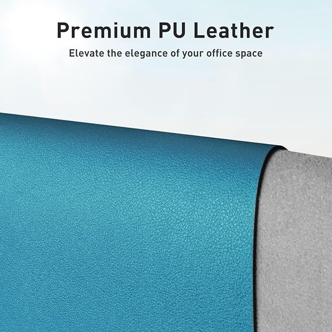 Aothia Faux Leather Desk Mat – Large Mouse Pad, Non-Slip PU Leather Blotter, Waterproof Writing Surface for Office and Home (Turquoise, 47.2" x 23.6")