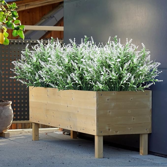 RECUTMS 36 Bundles Artificial Flowers for Outdoors, Artificial Plants UV Resistant Fake Flowers Greenery Faux Plants Outdoor for Decoration Outdoor Plants Hanging Planter Home Garden Decor(White)