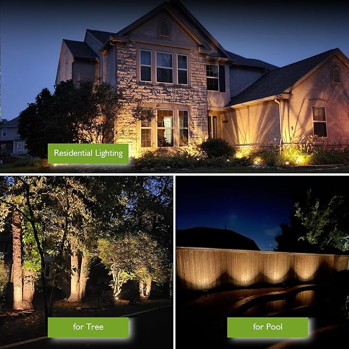 Outdoor Spotlight Warm White 2700K, 10W LED Spot Lights Outdoor for Yard Garden Tree, 120V Plug in Landscape Lighting with IP65 Waterproof for Halloween Christmas Decor, 4 Pack