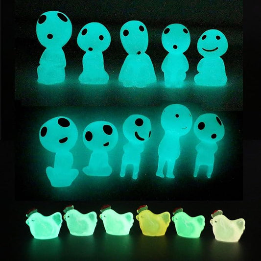 Fairy Garden Accessories Tree Elves Glow in Dark Alien Decor Miniature Luminous Ghost kit for Micro Landscape Decoration Outdoor Status Patio Lawn Yard Kit (10 Blue)