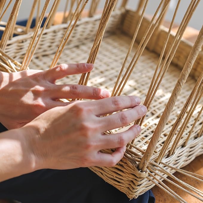 GRANNY SAYS Wicker Storage Baskets for Shelves, Waterproof Wicker Baskets for Organizing, Woven Basket for Shelves, Decorative Basket for Entryway, Butter Milk