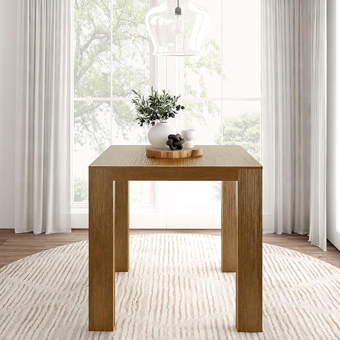 Plank+Beam Modern Counter Height Table, 41", Dinner Preparation Tables for Small Space, Solid Wood Square Kitchen Table, Pecan Wirebrush
