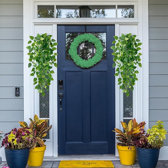 Sggvecsy Fake Hanging Plants 4 Pcs Artificial Hanging Plants Fake Ivy Vine Faux Pothos Vines Artificial Ivy Leaves Greenery Plant for Room Patio Home Indoor Outdoor Shelf Wall Garden Decor(No Baskets)