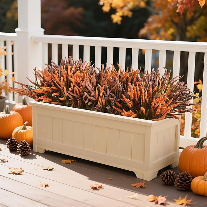 Artificial Fall Flowers for Outdoors - 6 Bundles UV Resistant Fake Plans Plastic Faux Fall Plants Arrangement, No Fade Outdoor Decor for Porch Garden Yard Home (Autumn Colors)