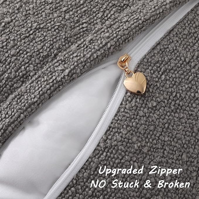 FUTEI Pack of 2 Light Grey Decorative Throw Pillow Covers 22x22 Inch Soft Cozy Solid Boucle Textured Cushion Case,Modern Home Decor for Couch Bed Living Room