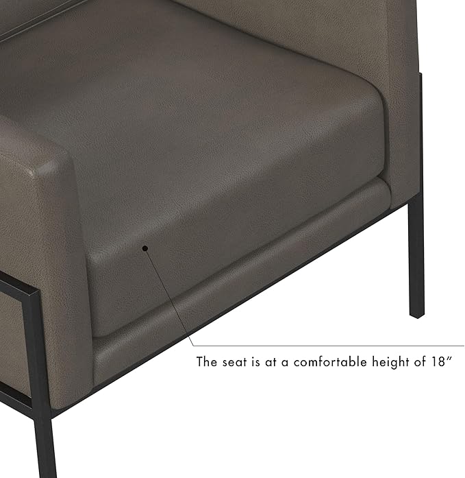 HomePop Modern Metal Frame Accent Chair Home Décor|Accent Chairs for Living Room & Bedroom - Pewter Gray Faux Leather