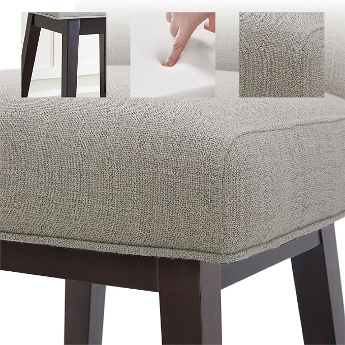 CHITA 26 Inch Counter Height Swivel Bar Stools, FSC Certified Modern Fabric Swivel Barstool Chair with Back, Flax Beige