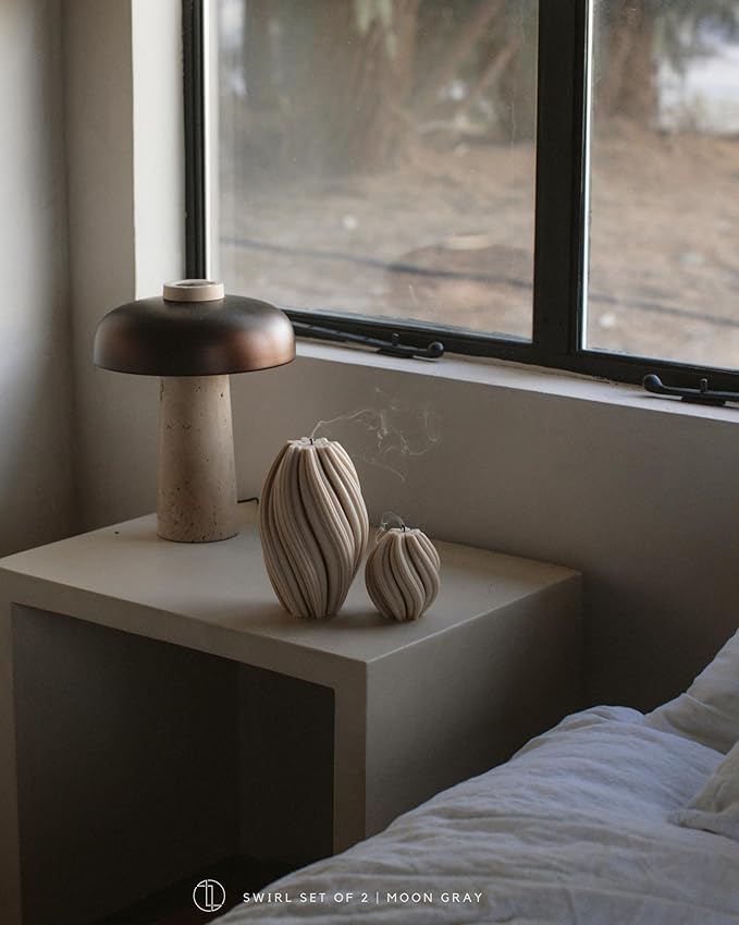 LAWA Swirl Candle - Beautiful Handmade Pillar Scented Soy Wax Twirl Elegant Bubble Aesthetic Candle Housewarming Gift Home Room Shelf Decor Idea Spiral Moon Gray (Small)