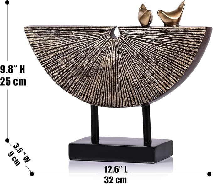 Vintage Gold Home Decor Statue, Unique Round Textured Art Sculpture for Home Interior Accent Decor, Entryway, TV Cabinet, Office Decor, Shelf Decor Aesthetics (Vintage Gold)