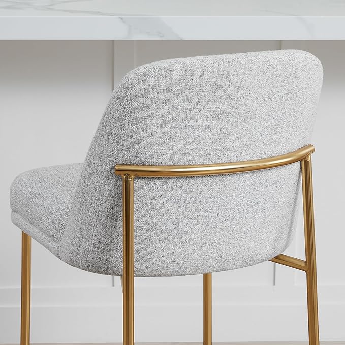 CHITA Counter Height Bar Stools Set of 2, FSC Certified Metal Barstools for Kitchen Island, 27" H Seat Height, Fabric, Light Grey (Multi-Colored)