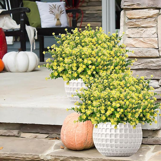 Outdoor Artificial Flowers UV Resistant, 20 Bundles Fake Realistic Floral Greenery Plants for Outside Porch, Window Boxes, Garden, Yard, Inside Home Table Decor, Yellow