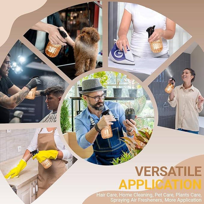 Glass Plant Spray Bottle, 13.5 oz small plant mister, Leak Proof Fine Mist Watering can with Adjustable Nozzle for Indoor Plants Lover, Gardening, Hair, Cleaning Solutions (Orange)