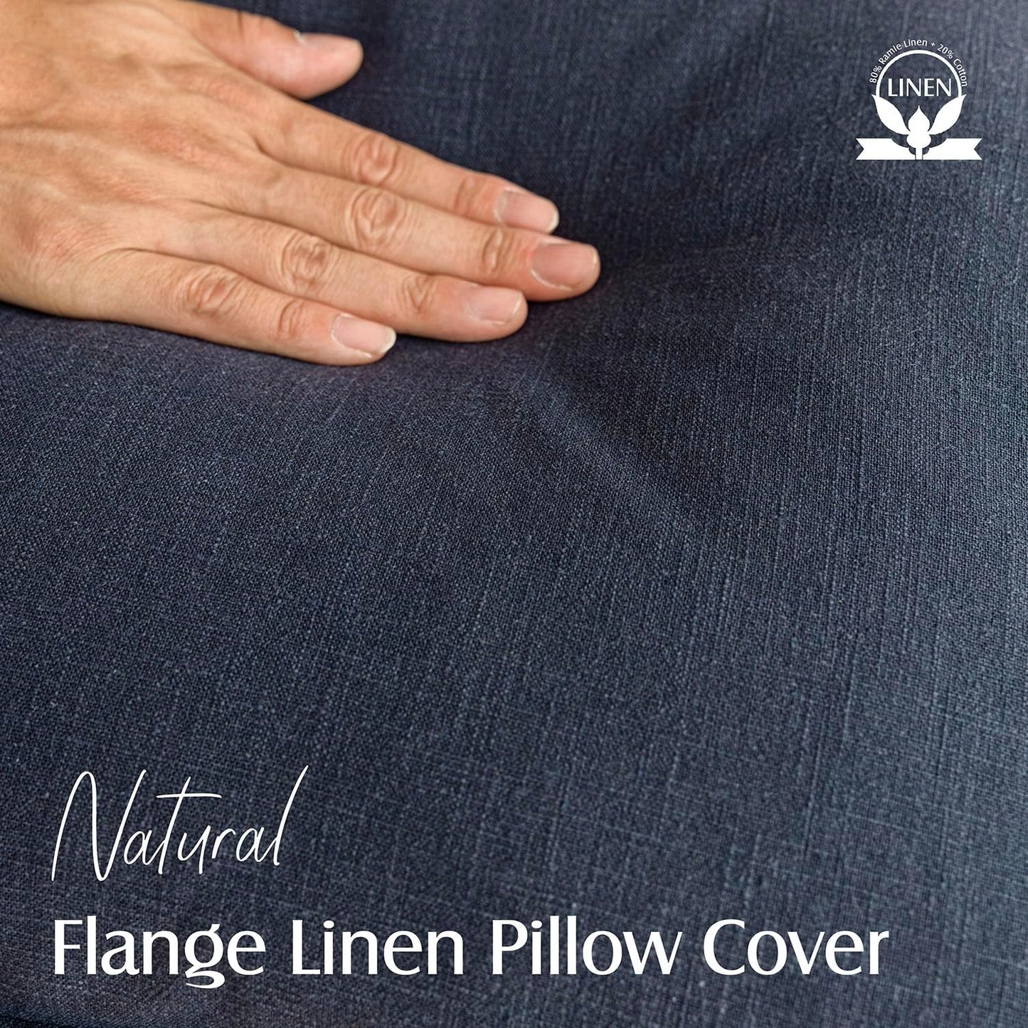 Foindtower Pack of 2, Decorative Linen Soild Throw Pillow Covers Soft Accent Square Cushion Case Boho Farmhouse Pillowcase for Chair Couch Sofa Bedroom Living Room Home Decor 24 x 24 Inch Navy Blue