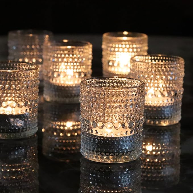 36 PCS Clear Glass Votive Candle Holders Set Hobnail Tealight Candle Holders for Fall Decor, Halloween, Weddings, Birthday Table Centerpiece Decorations
