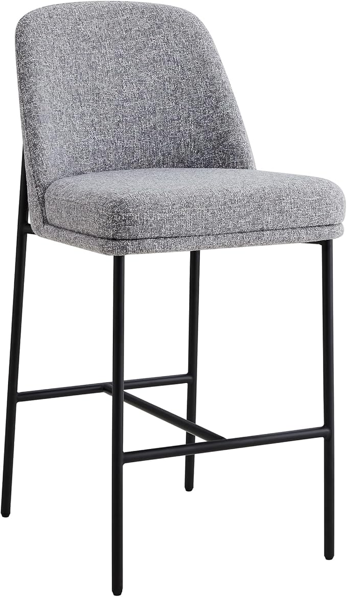 CHITA Counter Height Bar Stools Set of 2, FSC Certified Metal Barstools for Kitchen Island, 27" H Seat Height, Fabric, Grey (Multi-Colored)