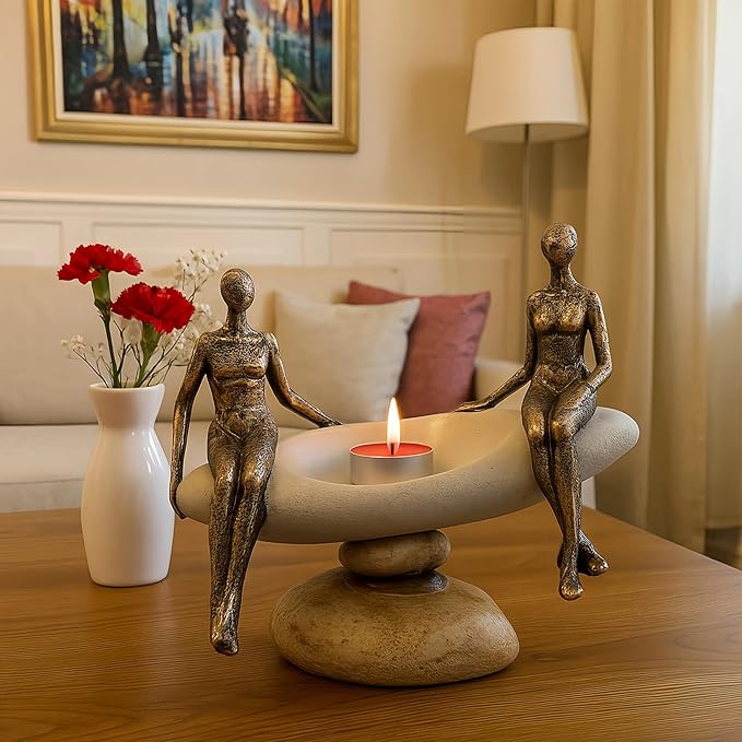 Modern Abstract Couple Sculpture – Romantic for Her or Him, Minimalist Wedding or Engagement Present, Elegant Figurine Decor for Bedroom, Shelf or Office