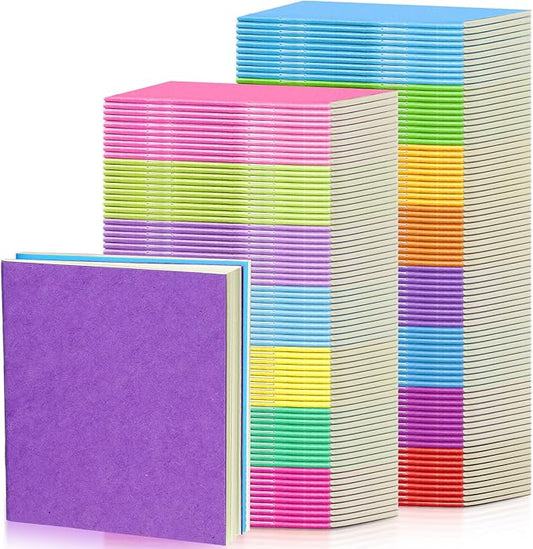 Thenshop 150 Pack Mini Notebooks Bulk Small Notepad Unlined Journals Pocket Blank Sketchbooks Kids Students Gifts Back to School Supplies 4 x 4 Inch 24 Sheets(Bright Color)