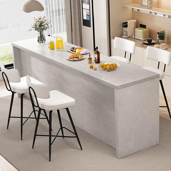 Swivel Counter Height Bar Stools Set of 4, 26" Leather Swivel Bar Stools with Backs, Metal Legs, Modern Stools for Kitchen Counter, White