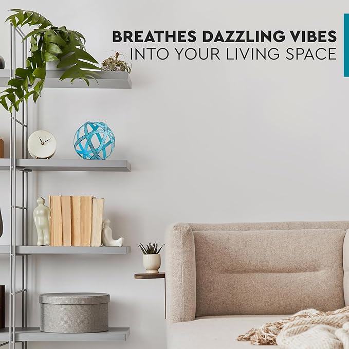 Everydecor Metal Decorative Sphere for Home Decor - Decorative Balls for Shelves, Centerpiece Bowls, Bookshelf - Decoration Orbs Accents for Living Room, Bedroom - Distressed Blue Shelf Spheres