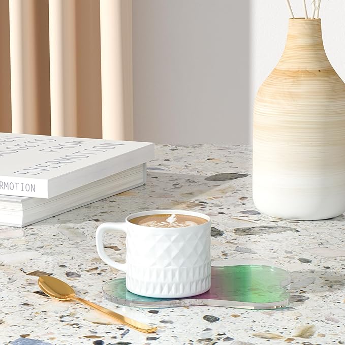 Acrylic Coaster Decorative Plates, Irregular Bar Drink Coaster, Clear Cloud Shape Coffee Cup Coaster, Perfect for Tabletop Protection and Accessories Display.(Iridescent)