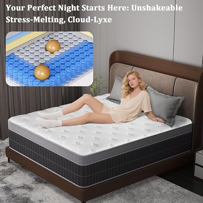 Twin Size Mattress in a Box 10 Inch Memory Foam Hybrid Mattress with Pocketed Springs Medium Firm Support Motion Isolation Edge Support 180 Night Trial