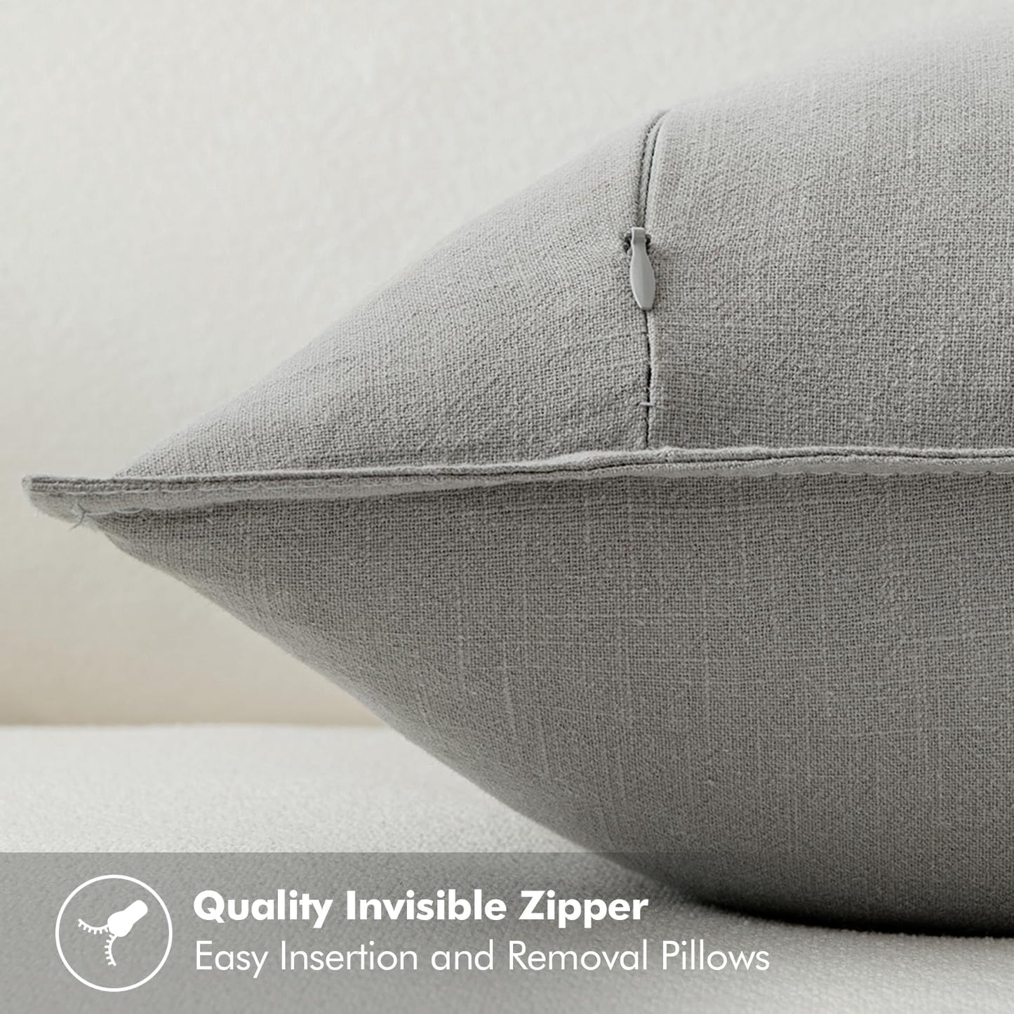 MIULEE Decorative Linen Pillow Covers 20x20 Inch Light Gray Boho Farmhouse Neutral Couch Throw Pillows for Bed Pack of 2 Accent Modern Pillowcase Sofa Livingroom Home Decor