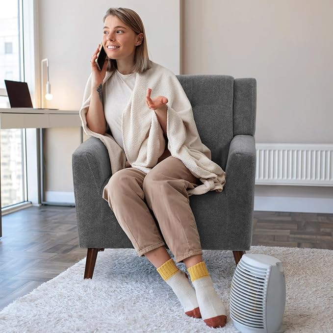 Athena Collection Wingback Accent Chair for Living Room, Comfy Linen Fabric Upholstered Reading Chair for Adults, Single Sofa Armchair for Bedroom, Dorm, Balcony, Dark Grey