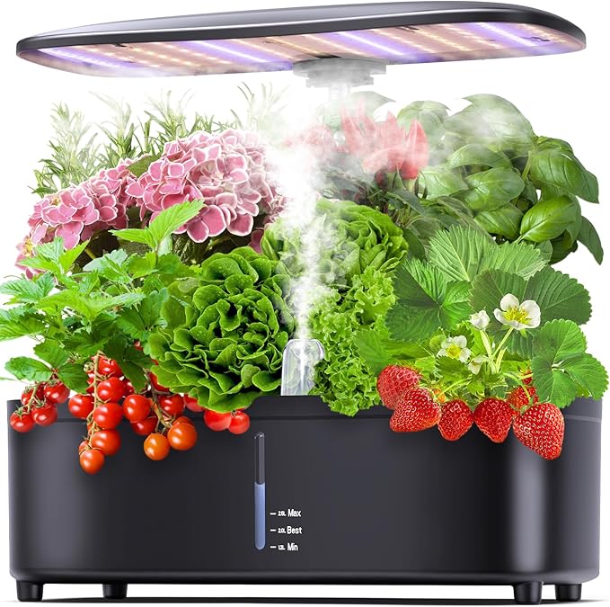 Misting 15 Pods Hydroponic Growing System Herb Garden Kit Indoor,2.5L Large Tank Plant Germination Kit with Adjustable Height Grow Light to “20", Quiet Pump, Auto Timer, Gardening Christmas Gifts