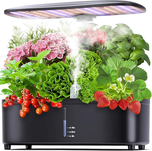 Misting 15 Pods Hydroponic Growing System Herb Garden Kit Indoor,2.5L Large Tank Plant Germination Kit with Adjustable Height Grow Light to “20", Quiet Pump, Auto Timer, Gardening Christmas Gifts