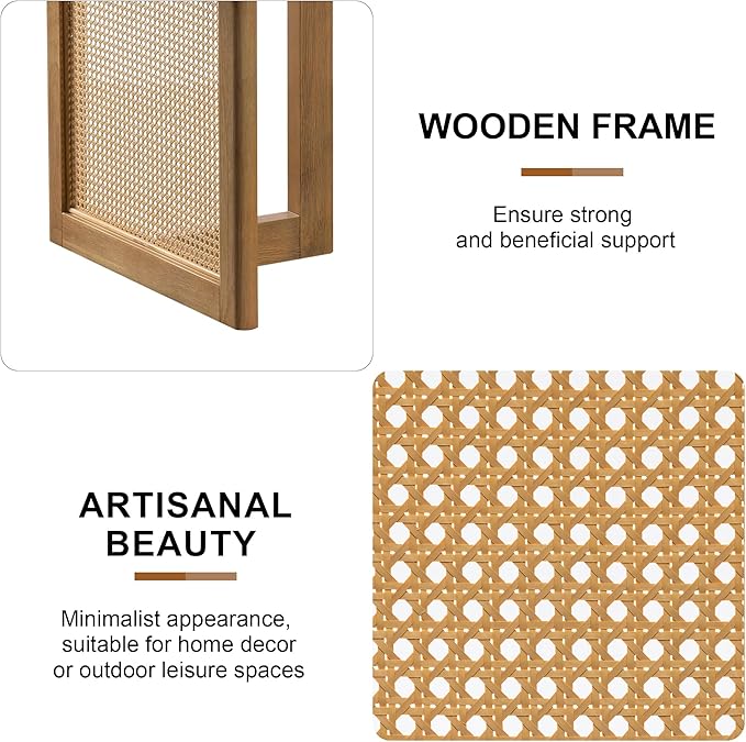 Casaphoria 67" Dining Table, Wicker Base Modern Kitchen Table for 4-6, Farmhouse Style with Rectangular Top & Wicker Base, Easy Assembly for Living Room, Kitchen, Natural Wood