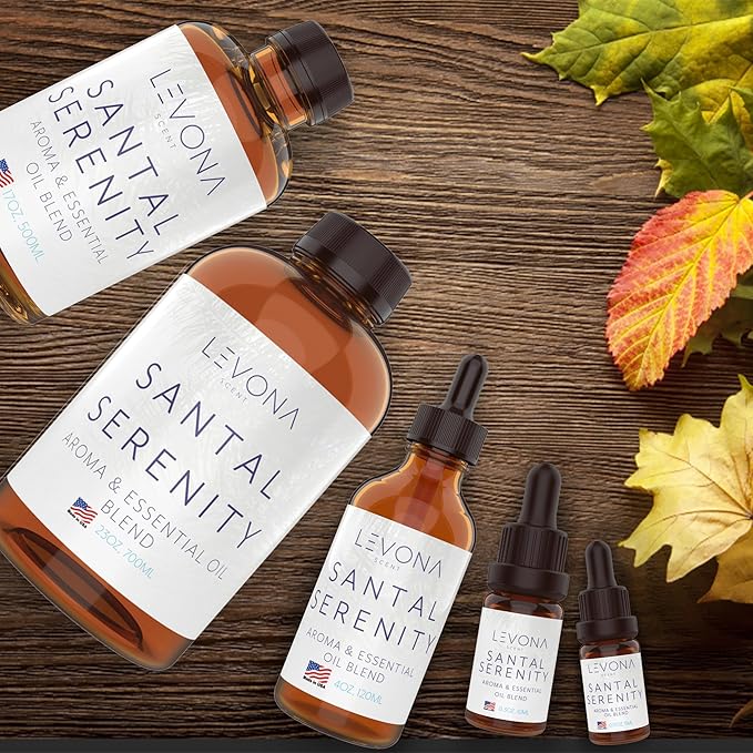 Levona Scent Essential Oils - Scents for Home, Hotel & Office Use - Perfect for Home Diffuser & Humidifiers - Aroma Fragrance Oil, Ideal for Massage, Relaxation, and Spa - Santal Serenity, 700ml