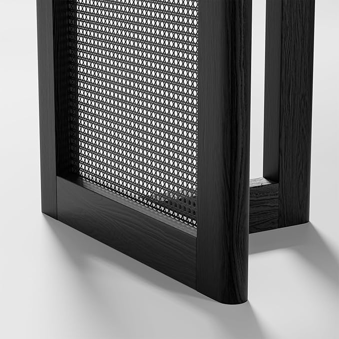 Casaphoria 67" Dining Table, Modern Kitchen Table for 4-6, Farmhouse Style with Rectangular Top & Rattan Legs, Easy Assembly for Living Room, Kitchen, Bar, Black