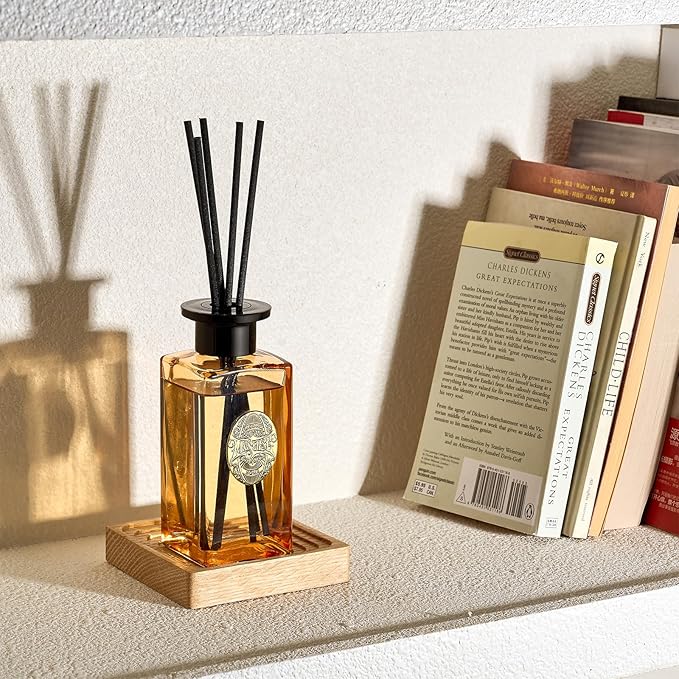 M&SENSE 6.11 oz Large Reed Diffuser Set | Cinnamon Vanilla Scent Oil Diffuser with Sticks | Hotel Collection Non-Toxic Essential Oil |for Bedroom Bathroom Living Room