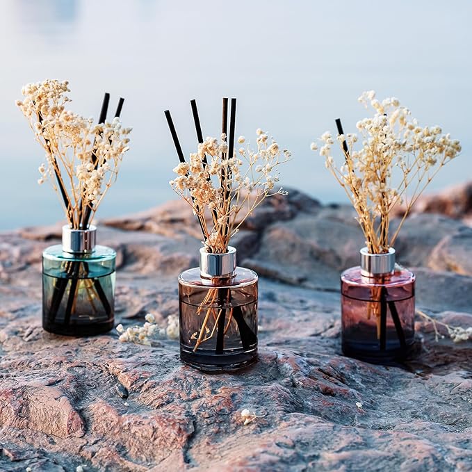 Brakula 3 Pack Reed Diffuser, Oil Diffuser Sticks, Fresh Linen, White Jasmine, Lavender Vanilla (4 fl oz Each Pack), Home Fragrance with 18 Sticks, Bathroom Decor, Reed diffusers for Home