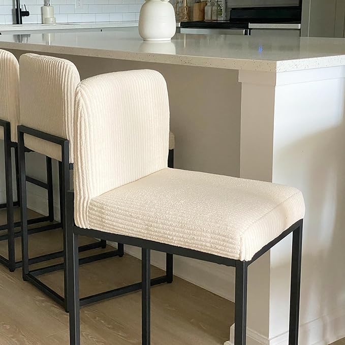 PHI VILLA Counter Height Bar Stools Set of 4, Kitchen Chais for Island, 24 inch Barstools with Back