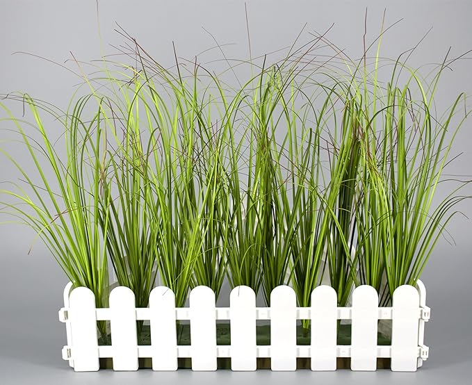 10PCS Artificial Plants Outdoor,Artificial Shrubs Fake Tall Grass,Artificial Faux Greenery Stems,Fake Leaves Artificial Grass Plant Onion Grass UV Resistant for Indoor Decor (10, Green)