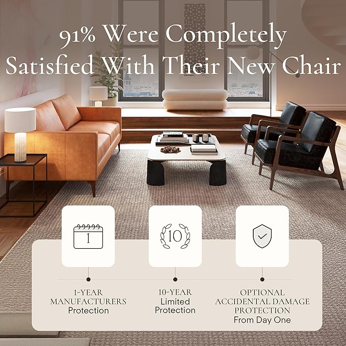 POLY & BARK Verity Leather Accent Chair – Armchair with Walnut Wood Frame – Fashion-Forward Lounge Seating for Living Room – Upholstered in Onyx Black Leather for Modern Style