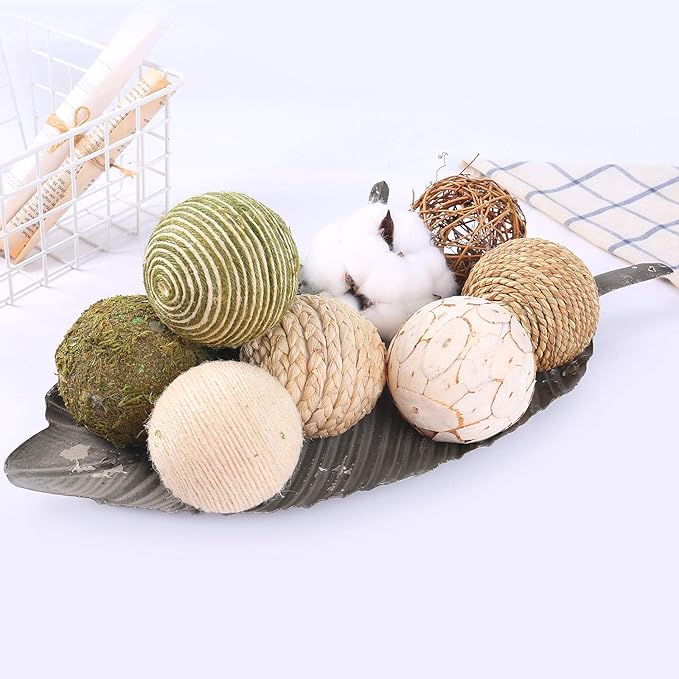 9pcs 3.5Inch Fall Decorative Ball Orb Rattan Ball Rattan Woven Orbs Spherical Bowl and Vase Filler for Home Party Wedding Display Decor Props …