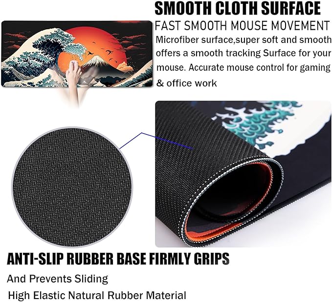 Big Mouse Pad, Upgrade Durable 31.5"x15.7" Larger Extended Mouse Pad for Gamer with Stitched Edges, Waterproof Non-Slip Base Long XXL Large Mousepad for Home Office Gaming Work, Full Moon Pattern