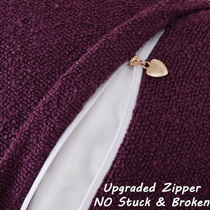 FUTEI Pack of 2 Purple Decorative Throw Pillow Covers 22x22 Inch Soft Cozy Solid Boucle Textured Cushion Case,Modern Home Decor for Couch Bed Living Room