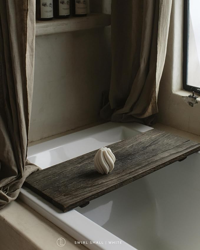 LAWA Swirl Candle - Beautiful Handmade Pillar Scented Soy Wax Twirl Elegant Bubble Aesthetic Candle Housewarming Gift Home Room Shelf Decor Idea Spiral White (Small)