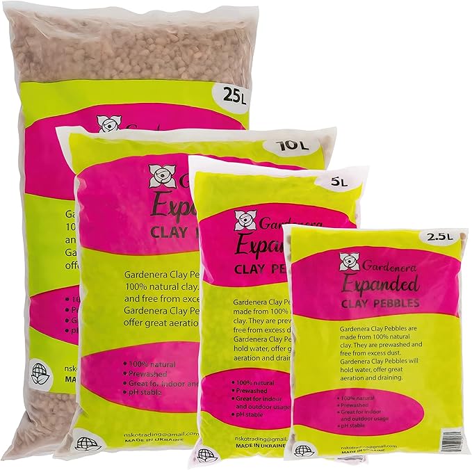 Expanded Clay Pebbles for Plants – 4mm-16mm LECA Balls | 100% Natural Hydroton Clay for Drainage, Hydroponics, Aquaponics, Terrariums, Orchids & Indoor Plant Growing Medium - 10 Quarts