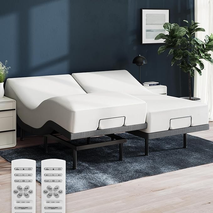 Nectar Luxe Twin XL Adjustable Base & 14” Hybrid Mattress (New) - Head & Foot Incline - Medium Firm Memory Foam & Coils - Cooling Upgrade - 3 Massage Settings - 365-Night Trial & Forever Warranty