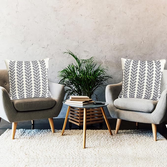 Decorative Throw Pillow Covers Set of 2 Blue Pillow Covers 20x20 Inch Throw Pillow Cover Linen Pillowcase Modern Boho Farmhouse Outdoor Pillow Covers for Couch Sofa Bed Living Room