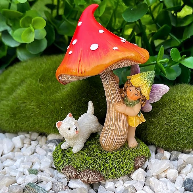 Mood Lab Fairy Garden - Miniature Figurines & Accessories - Hide and Seek Statue Kit - Outdoor or House Decor