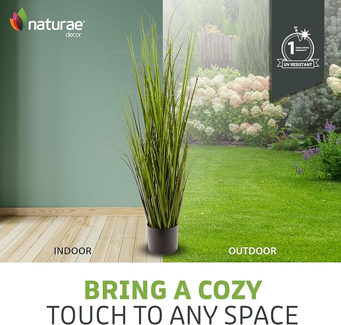Naturae Decor 47” Tall Realistic Artificial Grass, Outdoor & Indoor Potted Plant – Fake Grass Decor for Home, Office & Patio, Durable & Low-Maintenance